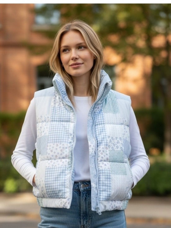 Ashley By 26 International Jackets & Blazers - Ashley Light Blue Patch Quilted Vest NWT #JAC14